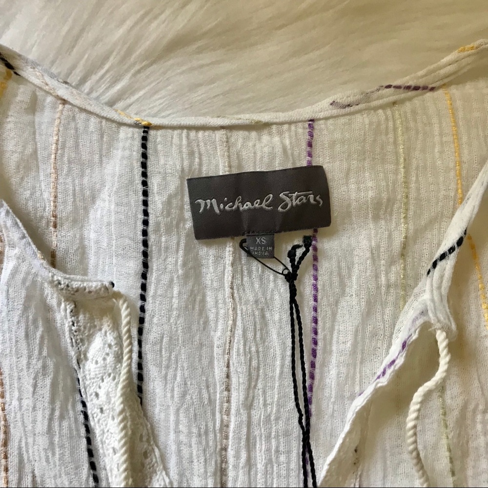 NWT Michael Stars Beach Stripe Lace Flounce Top - Picture 4 of 8